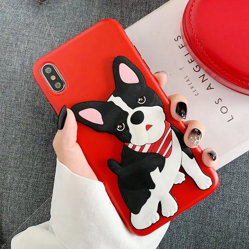 bulldog 3D чехол с изображением бульдога Bichon пуделя для iPhone 7 6 6S 8 Plus X XS XR XS Max мягкая задняя крышка с подставкой для питомца собаки защитный чехол из ТПУ - Цвет: bulldog