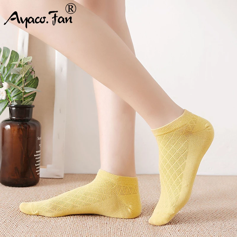 10 шт. = 5 пар Женские Дышащие носки по щиколотку новые летние однотонные женские