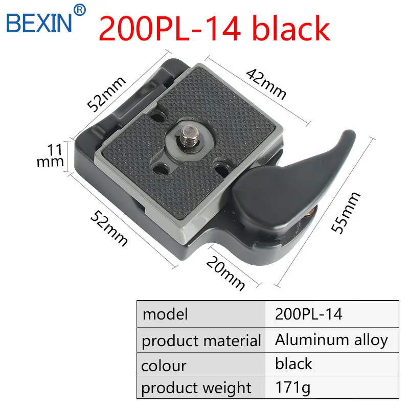 Штатив-Трипод для камеры Адаптер для установки плиты 200pl-14 PL quick release plate 1/4 Винт для Manfrotto 323 200PL зажим штатива монопод ременные клепления на голову