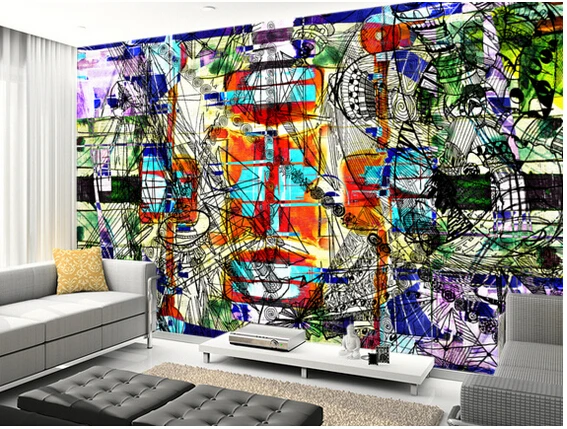 Пользовательские 3D художественные обои цвета выразительные фрески для
