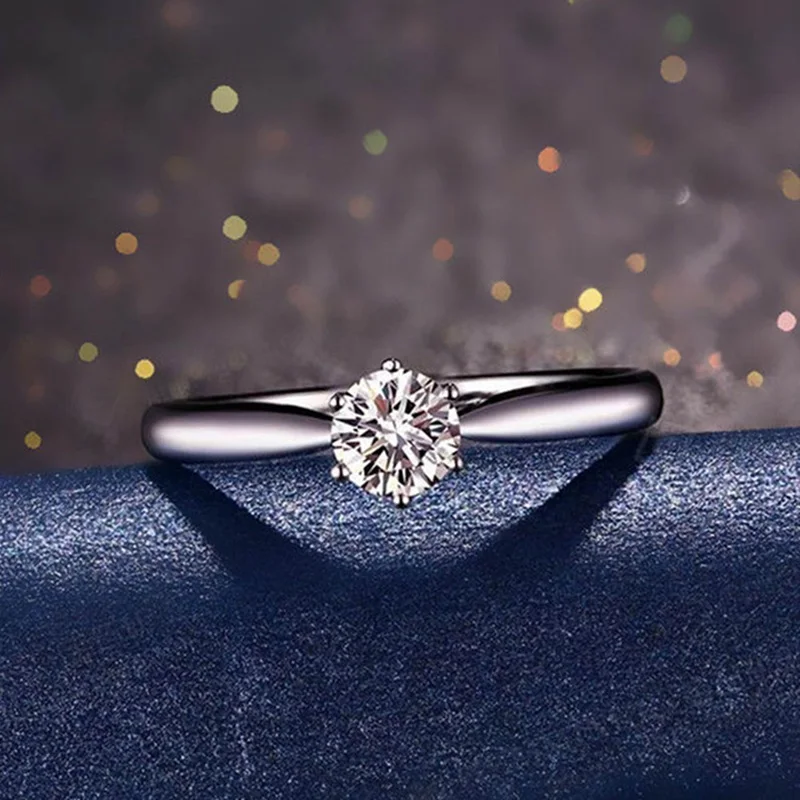 Женское Обручальное кольцо белое/розовое с шестигранным кубическим цирконием 1