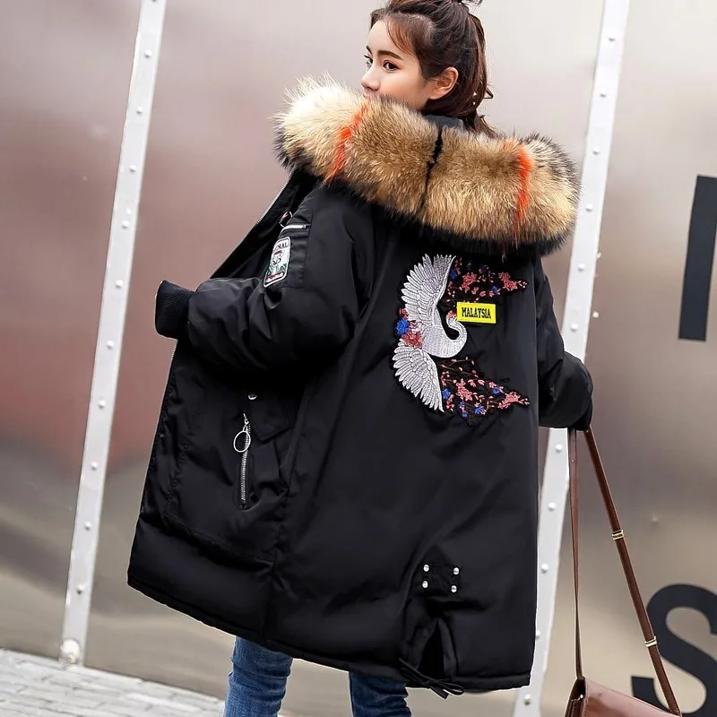 

MIND FEET Women Sustans Cotton Coats Winter Thickening Female Loose Medium Long Autumn Winter Plus Size Lady Parkas Jacket