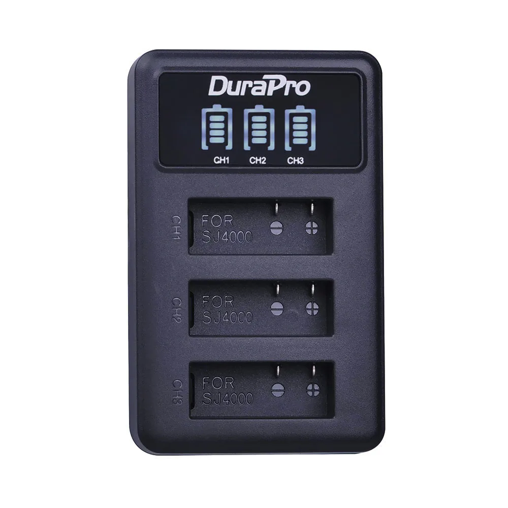 2 аккумулятора для камеры 1180 мАч PG1050 SJ4000 + зарядное устройство с 3 USB-портами и