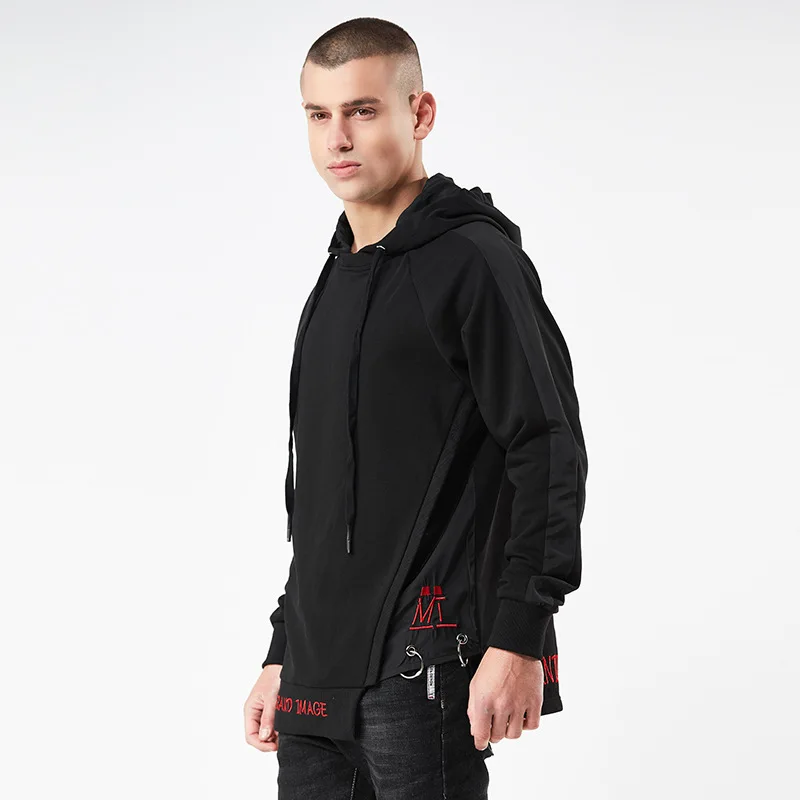 NXH 2019 new men sport long sleeve hoodie top with letters embroidery casual sweatershirt Cotton hip hop mens hoodies Black dark | Мужская
