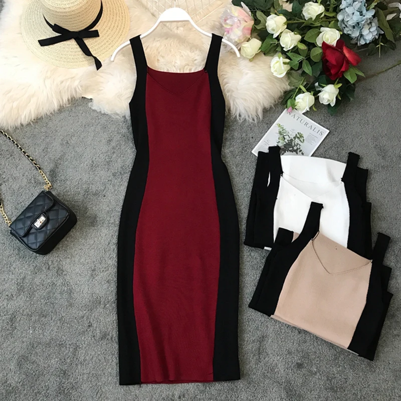 FMFSSOM женское сексуальное платье-карандаш на тонких бретелях 2020 новое летнее