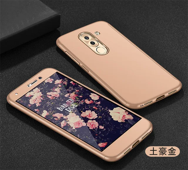 Light pink Для huawei Y7 Prime закаленное стекло Передняя Задняя крышка полный корпус покрытие для Honor 6X/mate 9 Lite/GR5 360 Защитный чехол - Цвет: Light pink