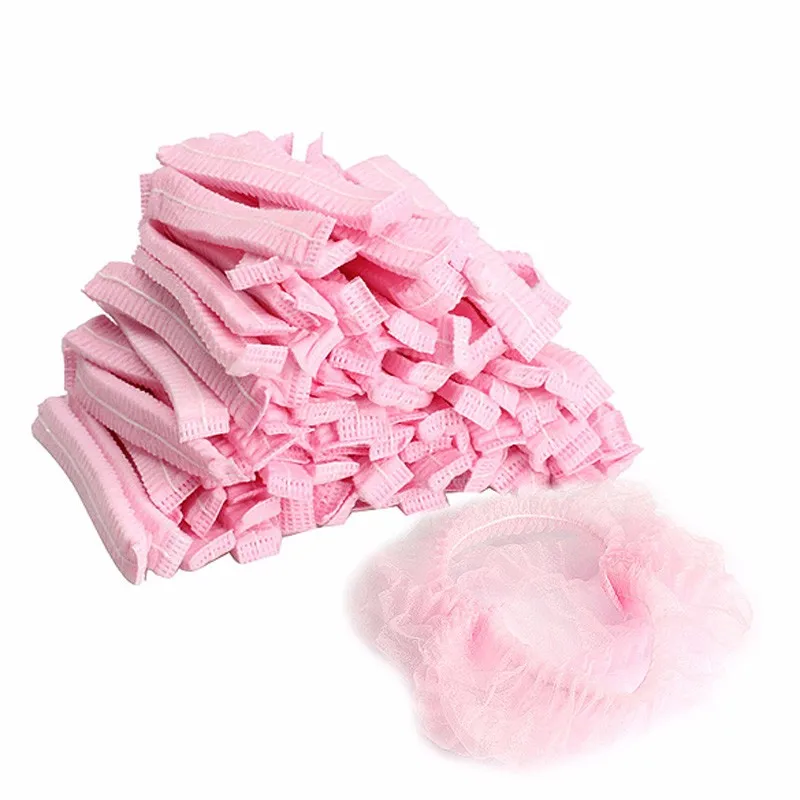 

100PCS Non-woven Disposable Shower Caps Pleated Anti Dust Hat Women Men Bath Caps for Spa Hair Salon Beauty Accessories