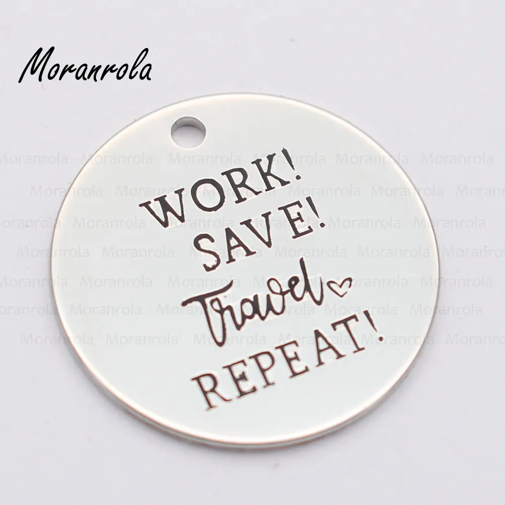 New arried&quotWork Save Travel Repeat &quotCopper necklace Keychain charm wanderlust travel traveling keychain Traveler | Украшения и