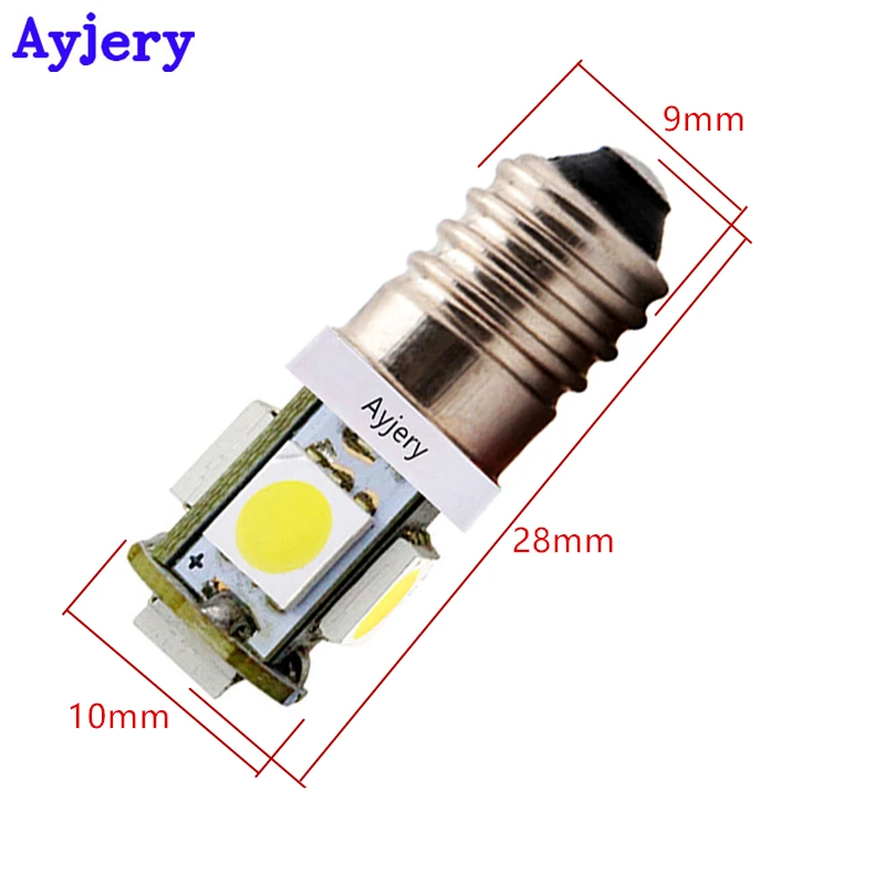 AYJERY 50 шт. 12 В E10 5 SMD 5050 3 чипа Светодиодная винтовая лампа светодиодная Белый