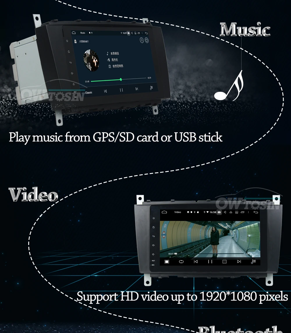 Owtosin 2 Din Android 9,0 автомобильный радиоприемник для Mercedes Benz C-Class W203 C180 C200 C220 C230 C240 C250 C270 C280 автомобильный gps навигация