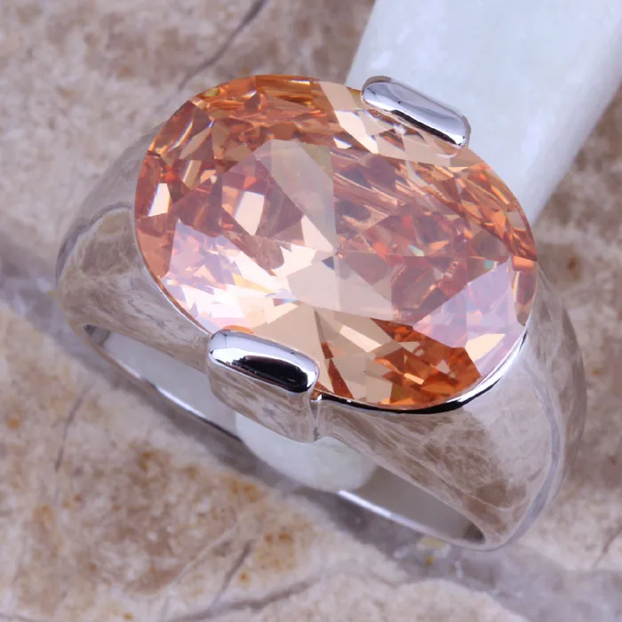 Выделяющийся Коричневый морганит серебро штамп 925 кольцо Размеры 6/7/8/9 R0268|bag zip|bag