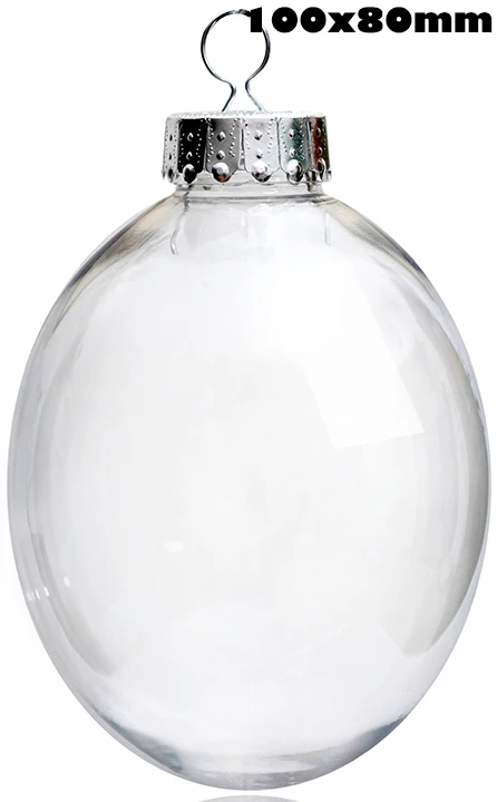 Продвижение-DIY Paintable/Небьющийся Прозрачный Рождественский бал украшения, 100 мм пластиковый диск орнамент, 10/упаковка - Цвет: 100x80mm