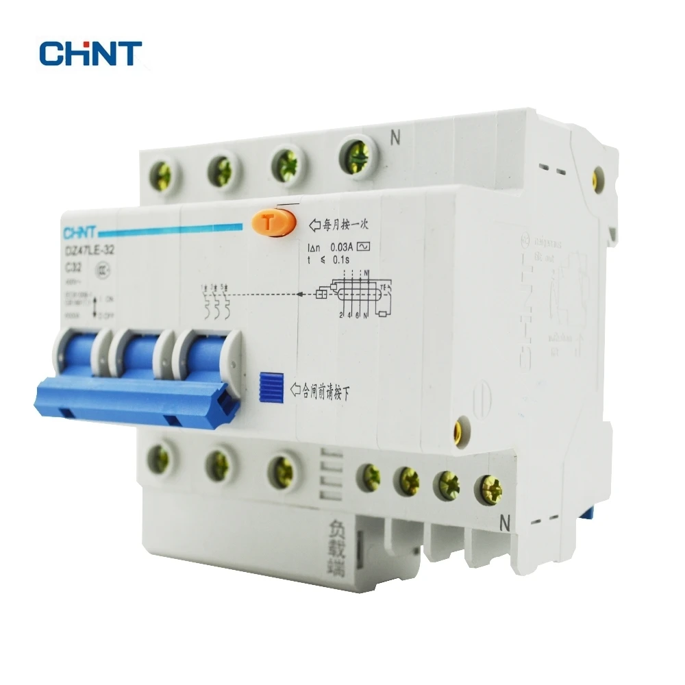 CHINT 32A прерыватель цепи при утечке на землю Elcb DZ47LE 32 3P N C32|leakage circuit breaker|circuit breakerearth