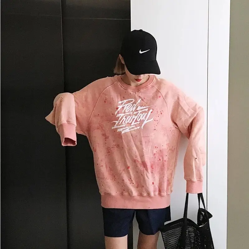 Красный Уголь 2018 A/W винтажные потертые розовые флисовые толстовки мужские
