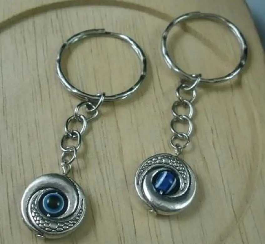 Старинные серебряные талисманы Стекло Каббала демон брелок для ключей в форме
