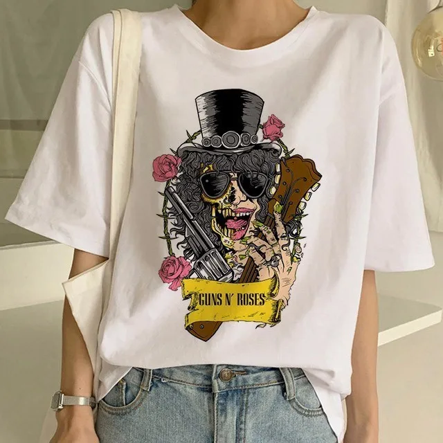 Новейшая модель пистолет N Roses Женская забавная футболка одежда для улицы панк