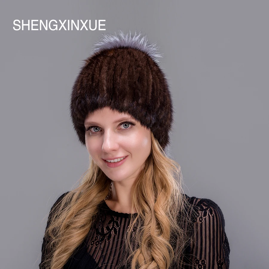 Женская шапка JIQIUZHANXUEFEI из лисьего меха норки зимняя для детей зима 2019 | Аксессуары