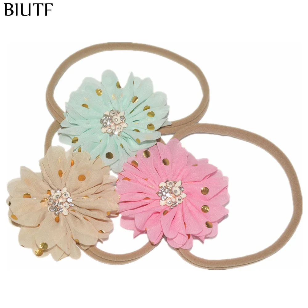 3 шт./лот эластичная нейлоновая повязка на голову коричневого цвета с пуговицами