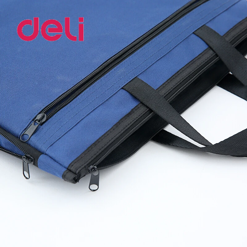 Deli, 1 шт., большая емкость, двухслойный держатель для документов, на молнии, Сумка для документов, с ручкой, водонепроницаемая, холщовая, для документов, бизнес