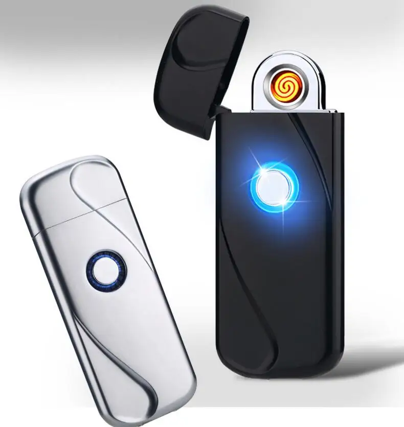 Интеллектуальный светодиодный светильник с отпечатком пальца usb зарядный светильник er Tesla Coil светильник er индукционный металлический ветрозащитный без газа для курильщиков, сигареты