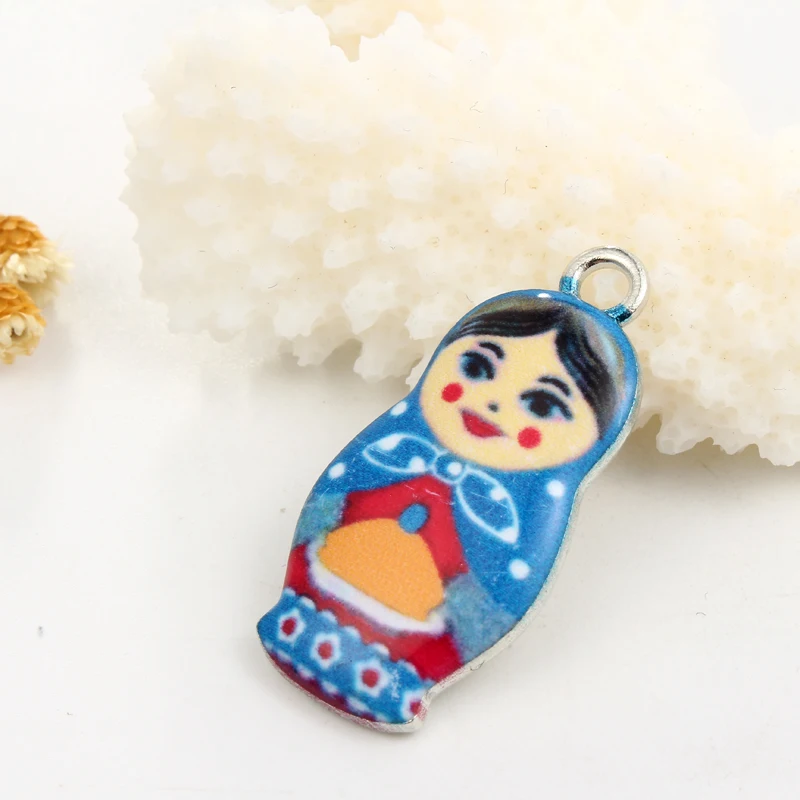 5 шт. смешанные эмалированные милые русские Матрешки Подвески Diy Ожерелье Серьги