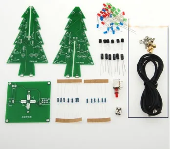 10 шт./лот DIY 3D Xmas Tree электронный набор для пайки 7 цветов мигающий LED научный