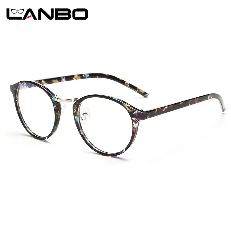 Круглые пластиковые прозрачные линзы LANBO, мужские очки с защитой от излучения, компьютерные очки с леопардовым принтом, винтажная оправа для очков, 8609