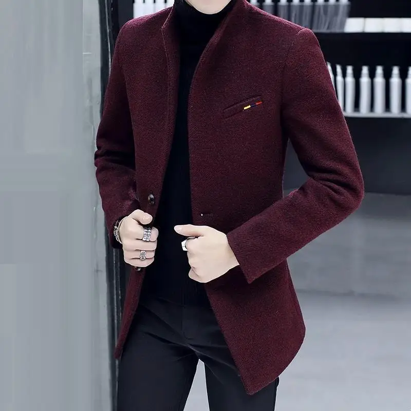 Sobretudo Comprido Palto Casaco Masculino Plaszcz Peacoat Abrigo De Hombre Men Winter Skinny Korean Wool Short Corto Woolen Coat | Мужская