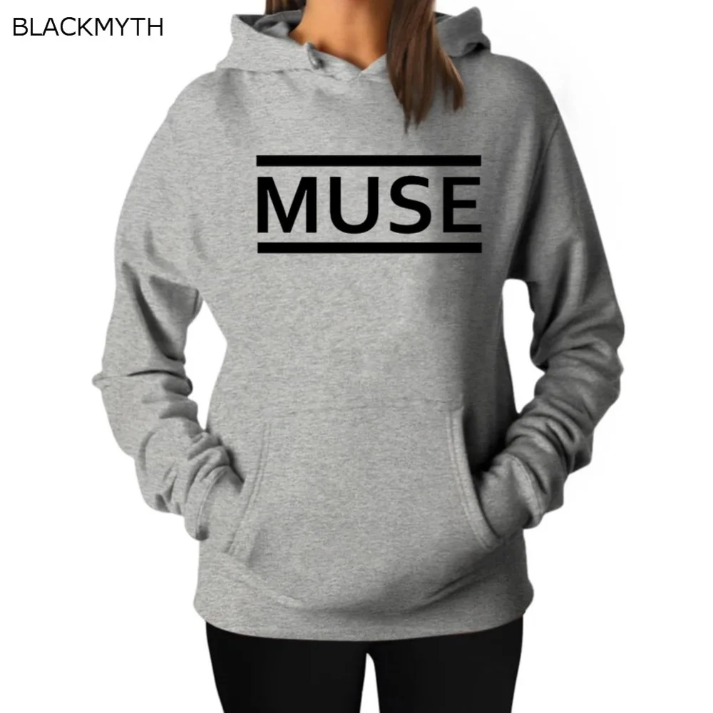 BLACKMYTH Harjuku модные толстовки с капюшоном длинным рукавом MUSE печати топы женские