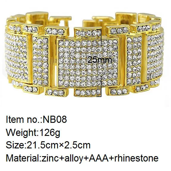 

2018 New Arrival Hip Hop Bracelet Men's Luxury Rhinestone Fashion Bracelet High Quality Bling Bracelets & Bangles
