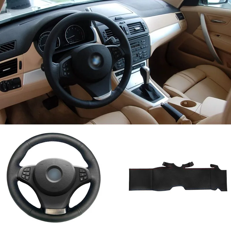 

DIY Sewing-on PU Leather Steering Wheel Cover Exact Fit For BMW E83 X3 E53 X5