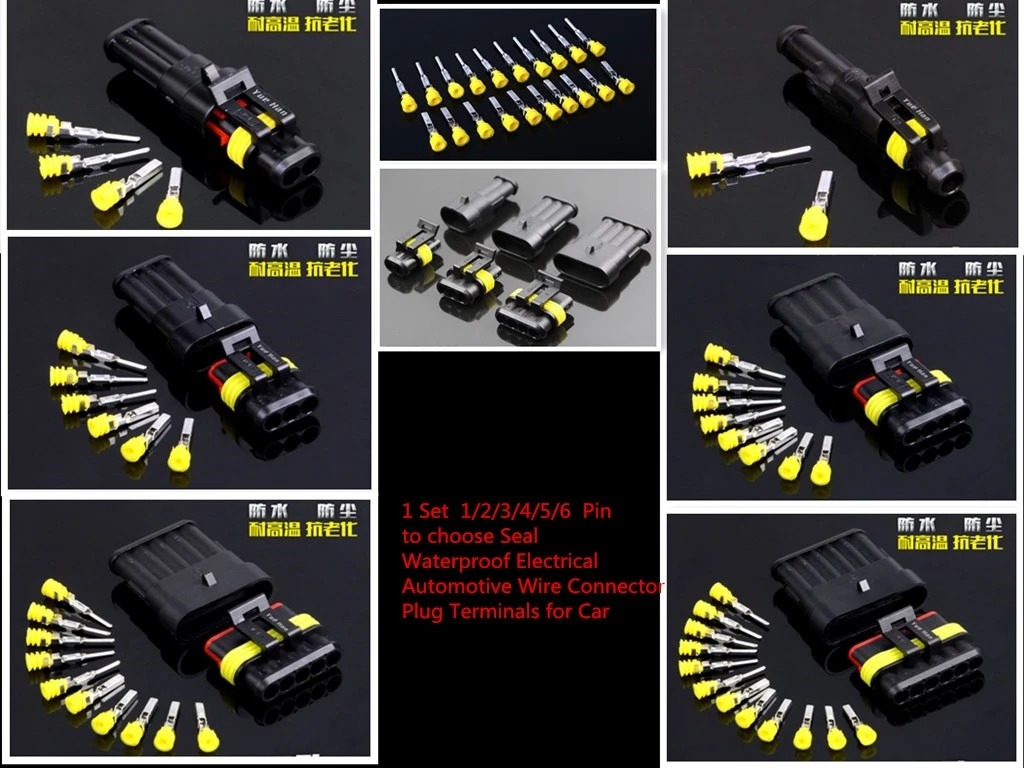 

100 Sets super seal AMP Tyco connector 1.5 Kit 1/2/3/4/5/6 Pin Female and Male Waterproof connector Automotive Connector Plug