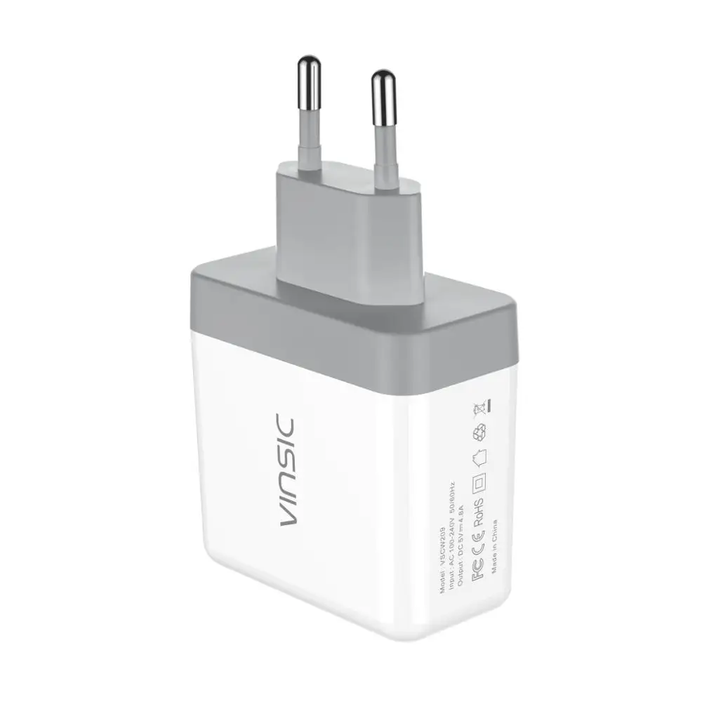 Vinsic Dual USB зарядное устройство 5 В 4.8A портативное дорожное настенное зарядное устройство адаптер зарядное устройство для мобильного телефона для iPhone X 8 8 Plus Xiaomi LG ноутбука - Тип штекера: EU Plug