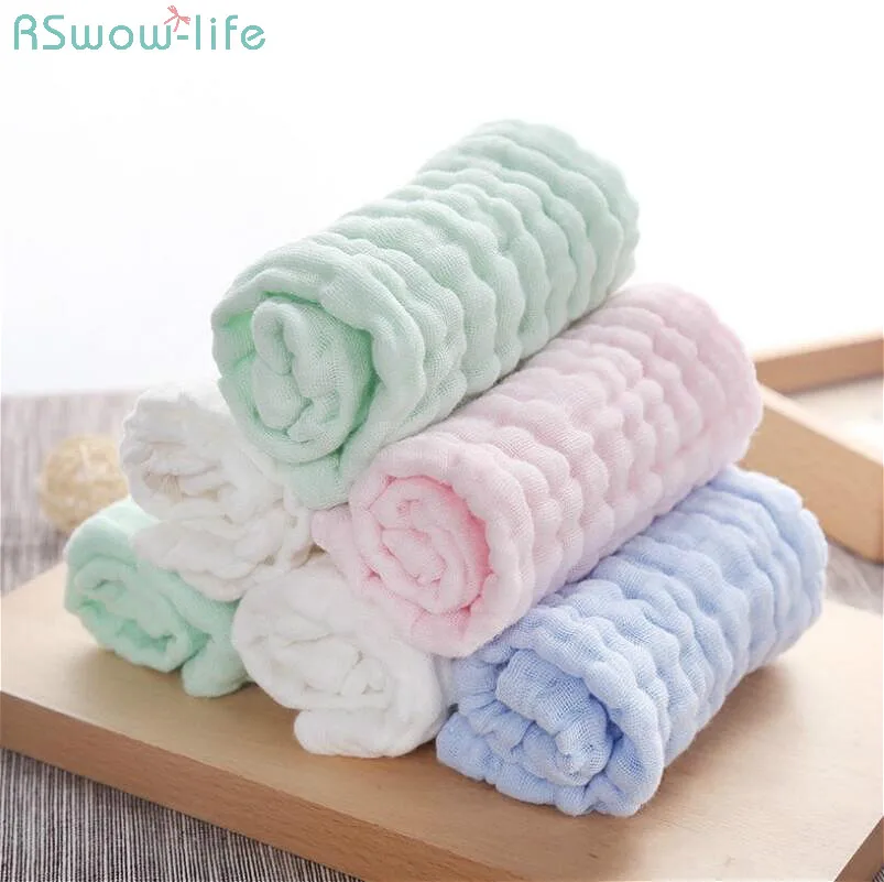 

4Pcs 26cm*26cm Cotton Yarn Baby Small Square Towel Mouth Towel Cotton Handkerchief Scarf With Pocket Wipe Hands Wash