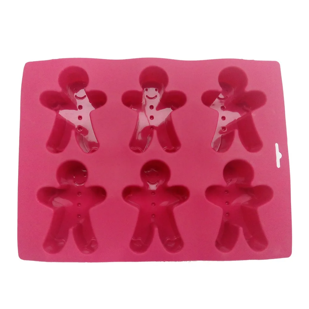 11 inch Gingerbread Man 6 Cup Non-Stick Cake Silicone Mold Chocolate Fondant Molde De for Kitchen Baking Accessories |