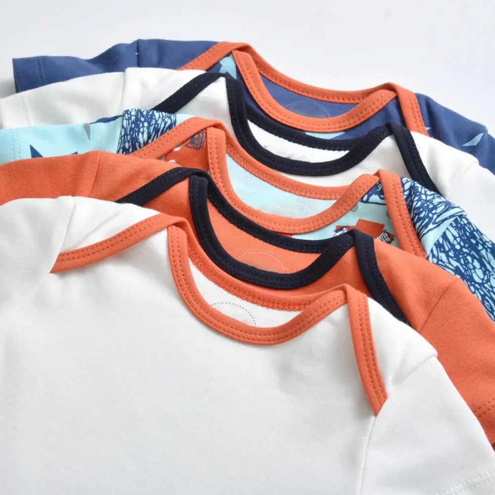 5 упаковок одежда для малышей боди с кнопками и круглым вырезом 100% хлопок мягкие