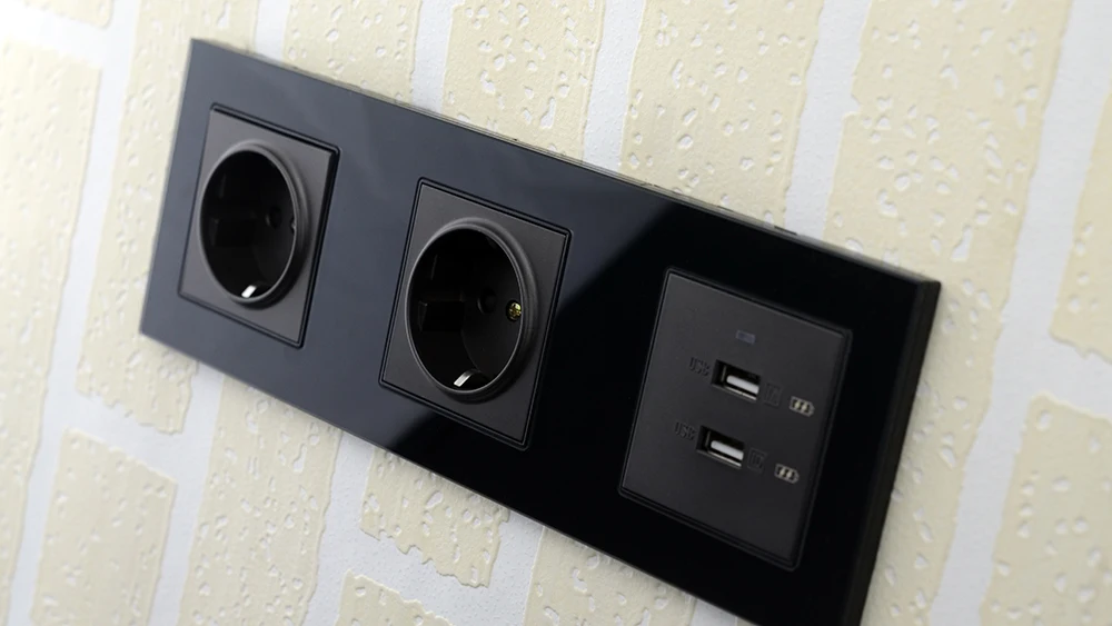 Электрическая розетка+ USB, ТВ, RJ45, HDMI тройной поп-переключатель розетки розетка из закаленного стекла Панель USB настенная розетка питания