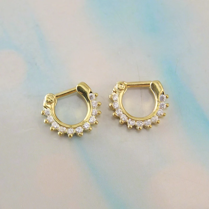 1 шт. 16 г носовые кольца таинственная перегородка Женская с блестящими