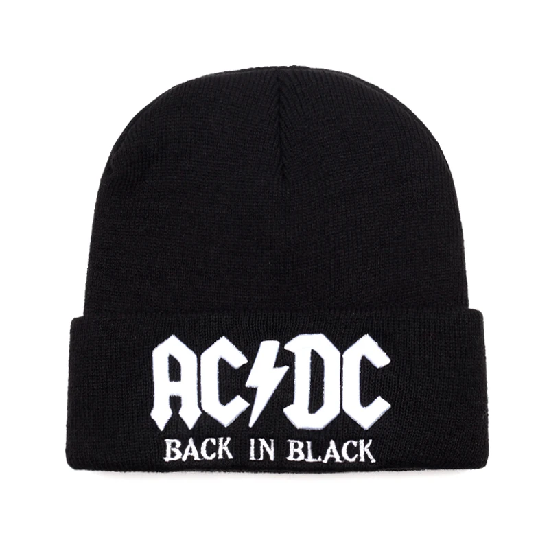 ACDC вязаная шапка с вышивкой в виде больших костей, Женская Мужская зимняя шапка, модная теплая вязаная шапка, Лыжная шапка