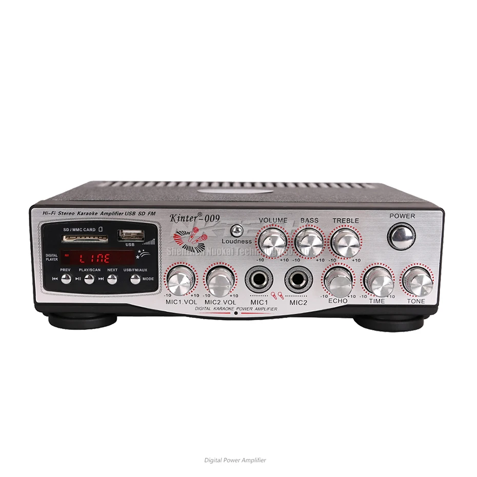 Автомобильный усилитель мощности цифровой аудиоплеер 2x30 Вт RMS HiFi USB SD MP3 FM MIC1 MIC2 VOL