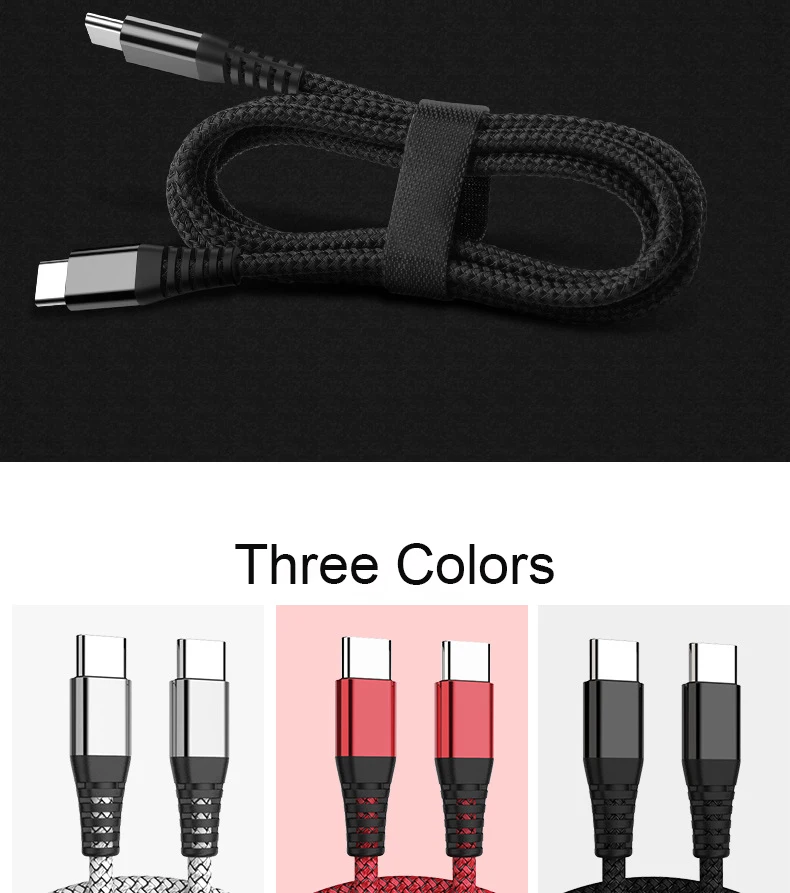PD 60 Вт Кабель для быстрой зарядки usb type c кабель USB C к USB C кабель для Macbook pro для samsung S9 huawei Matebook P20 P30 Xiaomi