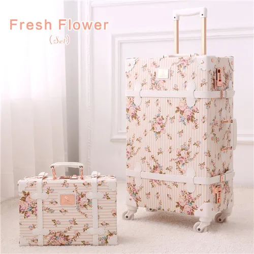 Fresh Flower(Set) UNIWALKER 2 шт./компл. Винтаж цветочный искусственная(-ый) для путешествий Чемодан, 1" 20" 2" 24" 2" Для женщин, Ретро стиль, тележка, Чемодан Сумки на универсальных колсесах - Цвет: Fresh Flower(Set)