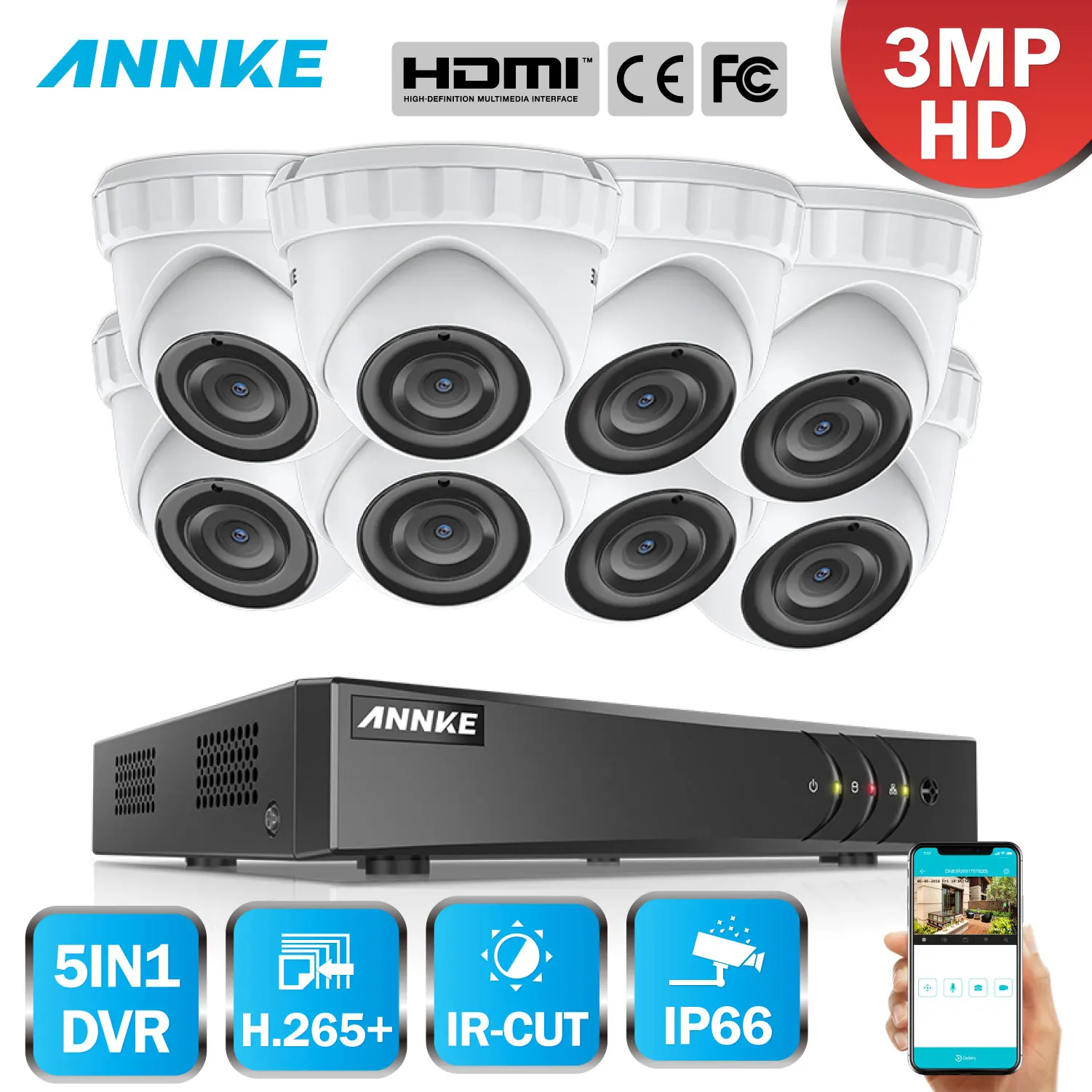 ANNKE 8CH 3MP CCTV система HD TVI DVR 8 шт. 2048*1536 камера безопасности наружная домашний
