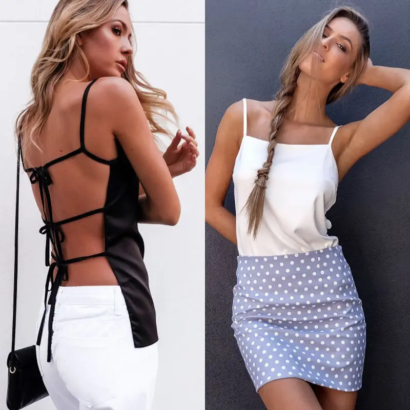 Сексуальная Женская летняя рубашка без рукавов облегающая открытая футболка с