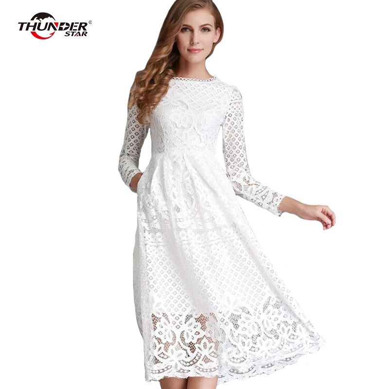 THUNDER STAR новинка европейский стиль весна 2018 женские кружевные открытые длинные