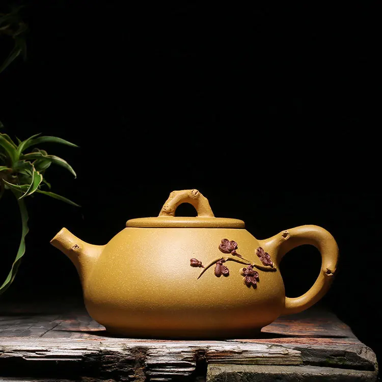 

Free Shipping 280ML New Arrival Purple Clay Plum blossom Teapot Yixing Handmade Kung Fu Zisha Tea Pot Gift BOX