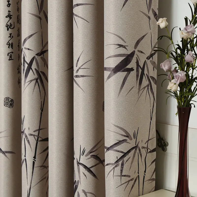 Color 1 Cloth Китайский бамбуковый дизайн, занавески, занавески для гостиной, отвесный тюль, занавески для спальни, Затемненные оконные украшения, ткань AG0022 - Цвет: Color 1 Cloth