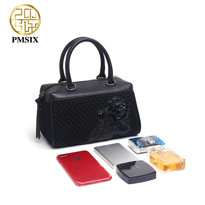 PMSIX 2020 Casual Embossed Floral Canvas Women's Bags With Long Shoulder Straps High Quality Bag Female Red Designer Handbags | Багаж и