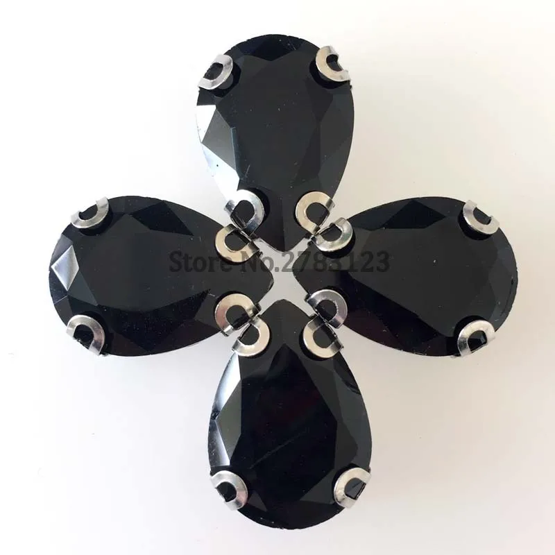 DR черный кристалл ААА стекло плоская задняя пришивка на коготь стразы 8x13 мм 10x14