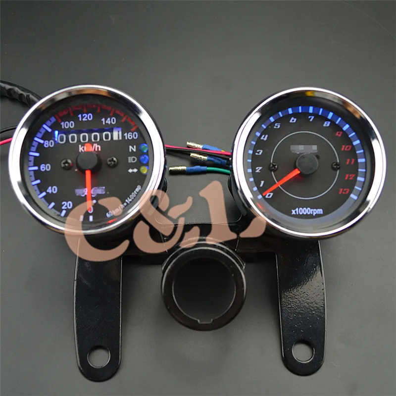 Универсальный черный одометр для мотоцикла со светодиодный ными индикаторами